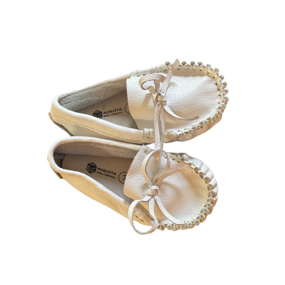 Augusta Baby Collections Leather Moccasins – White – Size 7